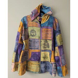 Rising International Cotton Women's Hoodie Jacket Patchwork Hippie Boho XXL